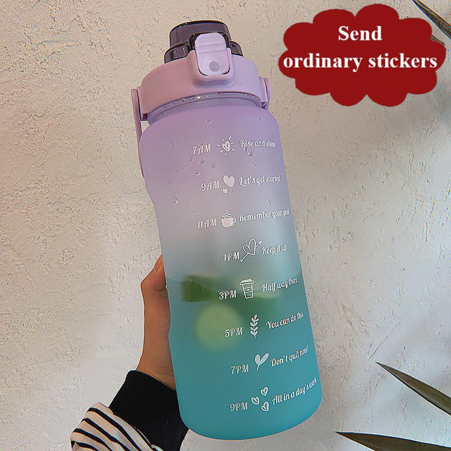 Motivational Water Bottle 2 Liters Student Drink Bottle With Straw Large Capacity Fitness Jugs Time Marker Sports Plastic Cups