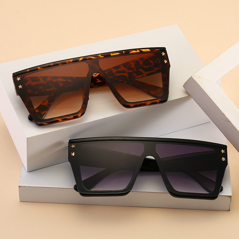 Flat Top Sunglasses Men Women Brand Square Shades UV400 Gradient Sun Glasses For Men and Ladies
