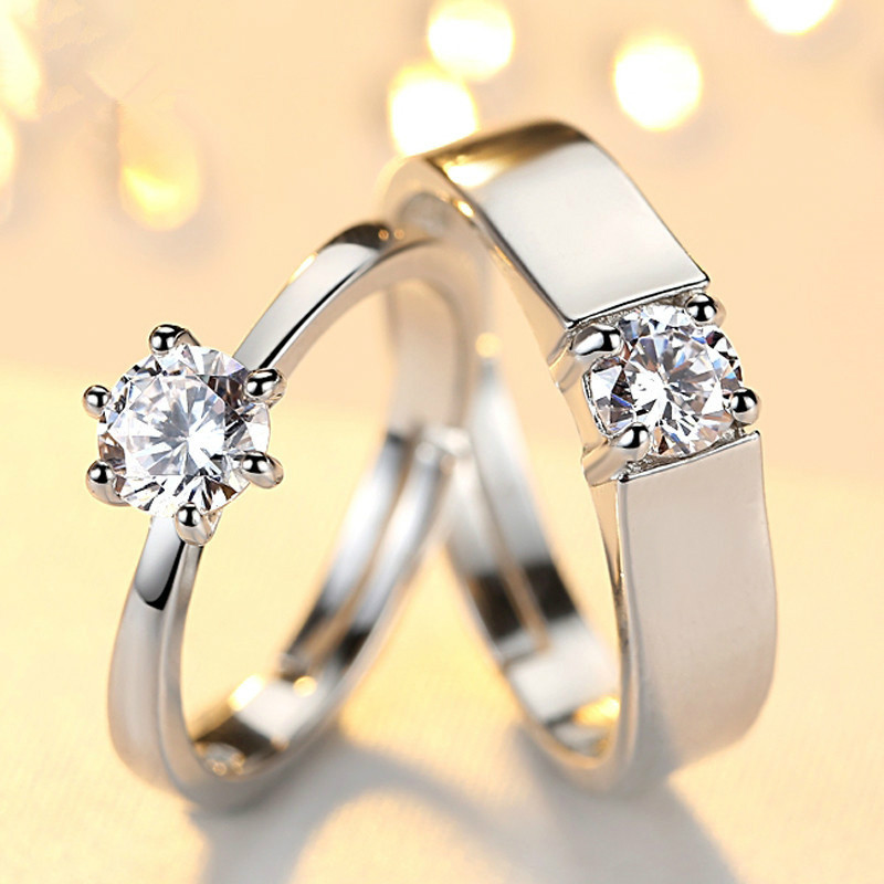 Classic Crystal Stone Wedding Engagement Couples Rings Sets Plated Rings for Man Women Jewelry Rings