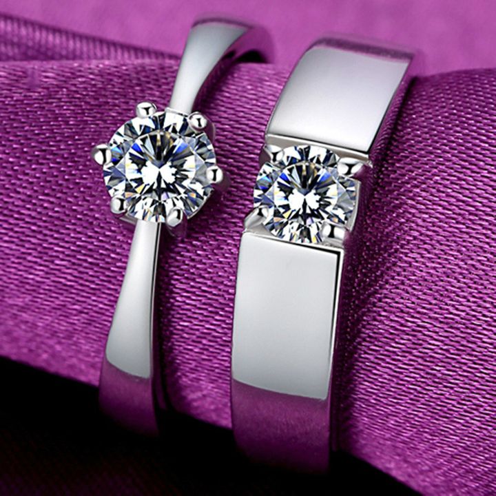 Classic Crystal Stone Wedding Engagement Couples Rings Sets Plated Rings for Man Women Jewelry Rings