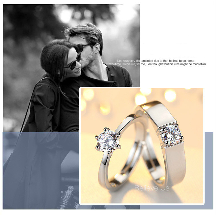 Classic Crystal Stone Wedding Engagement Couples Rings Sets Plated Rings for Man Women Jewelry Rings