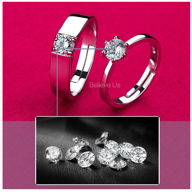 Classic Crystal Stone Wedding Engagement Couples Rings Sets Plated Rings for Man Women Jewelry Rings