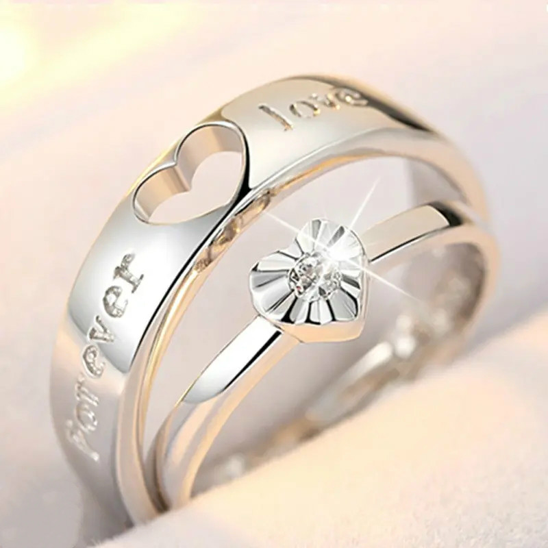 Classic Crystal Stone Wedding Engagement Couples Rings Sets Plated Rings for Man Women Jewelry Rings