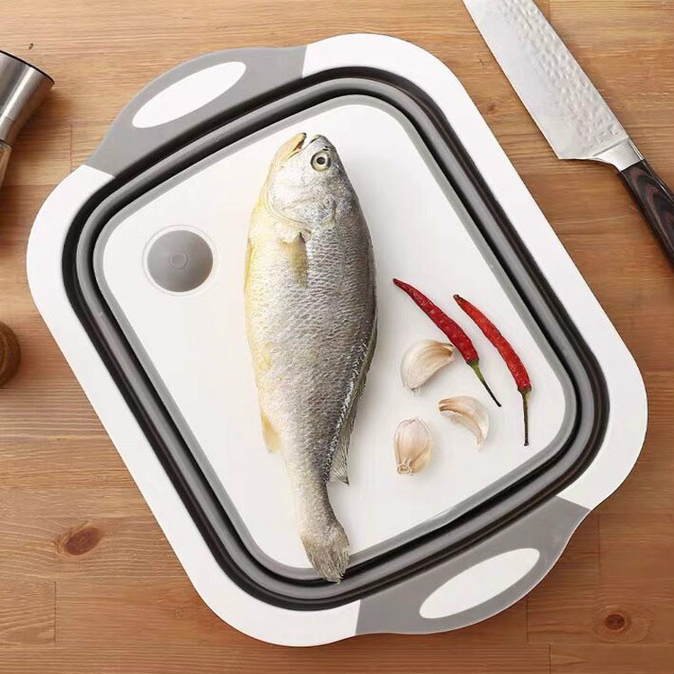 Multifunctional foldable cutting chopping board drain basin wash and cut two-in-one vegetable basin