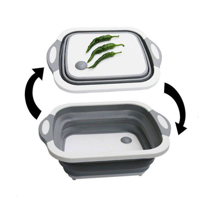 Multifunctional foldable cutting chopping board drain basin wash and cut two-in-one vegetable basin