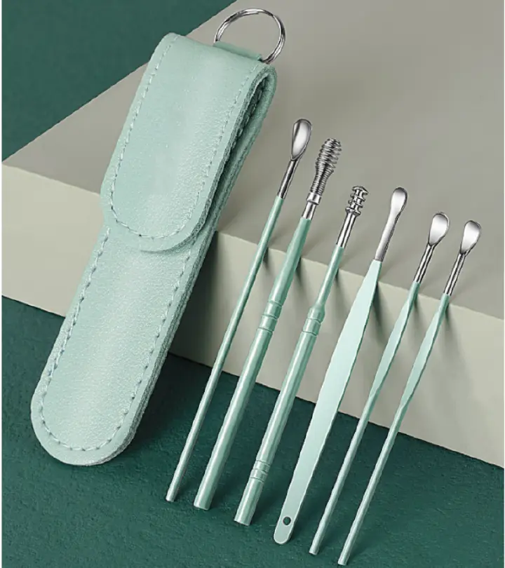 6Pcs Ear-digging artifact stainless steel ear-digging spoon ear-picking tool ear-digging spoon-digging ear cleaner earpick