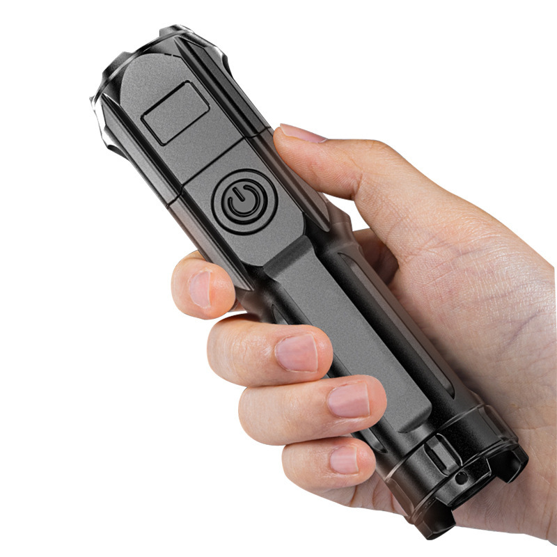 VEDO Bright Flashlight ABS Strong Light Focusing Led Flash Light Rechargeable Outdoor Flashlights, Lanterns & Lights Small portable ultra-bright household xenon lamp outdoor long-rang grey