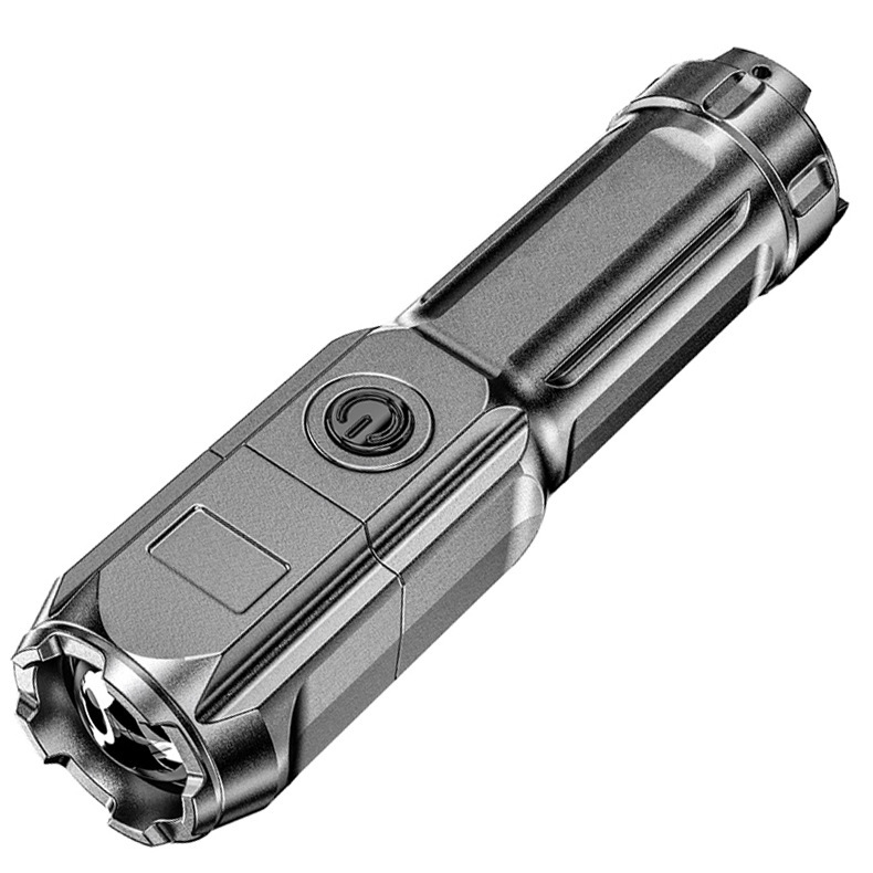 VEDO Bright Flashlight ABS Strong Light Focusing Led Flash Light Rechargeable Outdoor Flashlights, Lanterns & Lights Small portable ultra-bright household xenon lamp outdoor long-rang grey