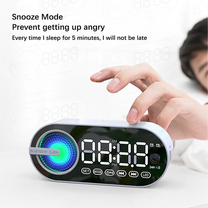 VEDO New Arrivals Computer Speakers Stereo Subwoofer Sound Bass Time Alarm Clock Smart Stereos Mini Multifunctional FM Radio Long Endurance Household White