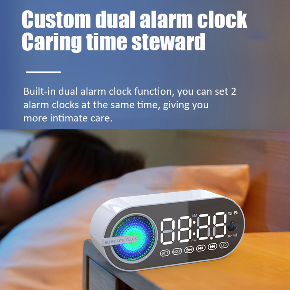 VEDO New Arrivals Computer Speakers Stereo Subwoofer Sound Bass Time Alarm Clock Smart Stereos Mini Multifunctional FM Radio Long Endurance Household White