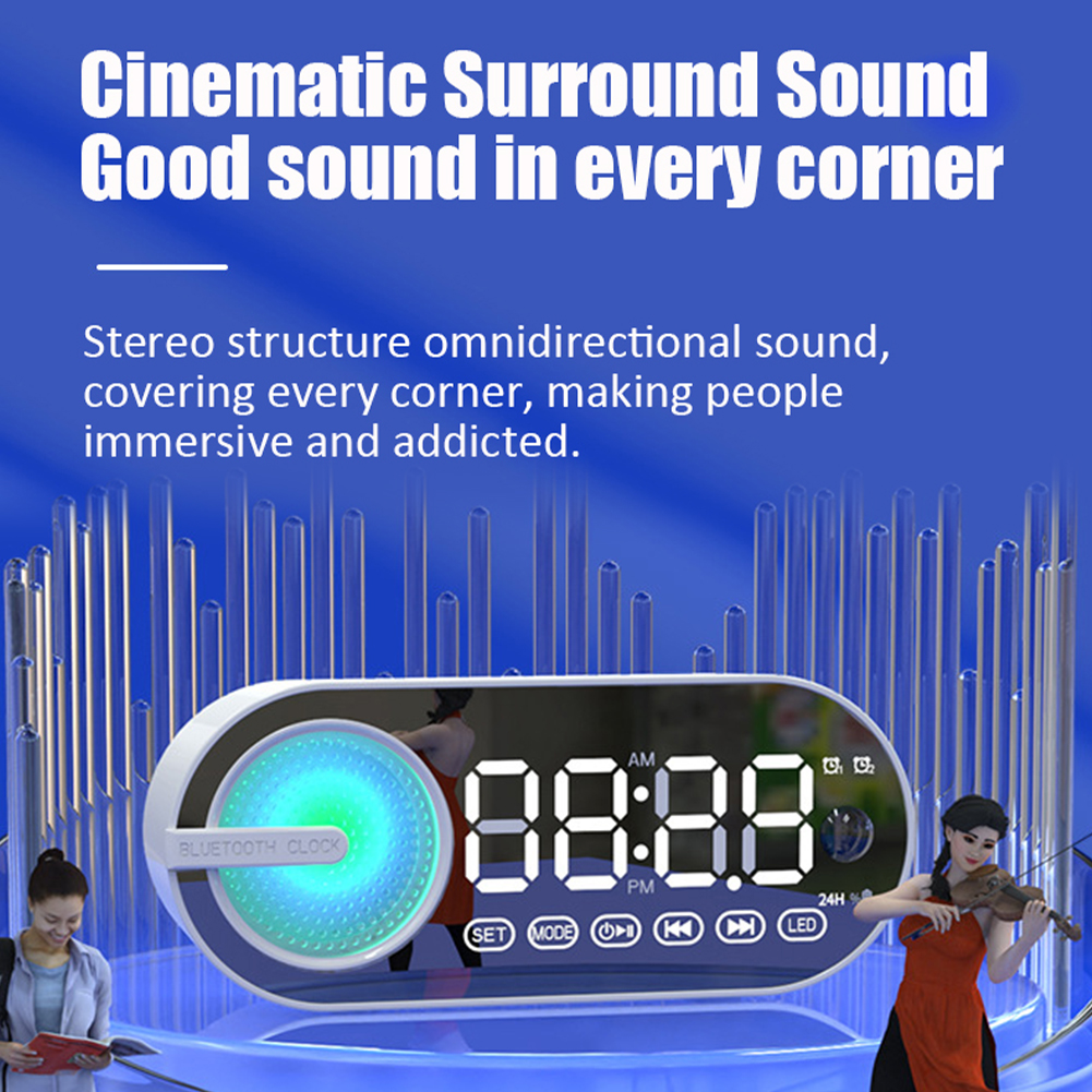 VEDO New Arrivals Computer Speakers Stereo Subwoofer Sound Bass Time Alarm Clock Smart Stereos Mini Multifunctional FM Radio Long Endurance Household White