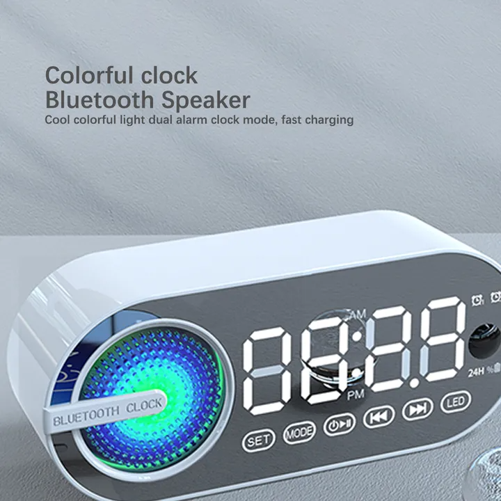 VEDO New Arrivals Computer Speakers Stereo Subwoofer Sound Bass Time Alarm Clock Smart Stereos Mini Multifunctional FM Radio Long Endurance Household White