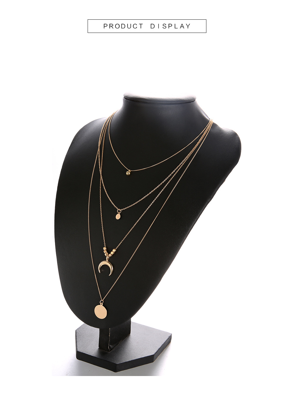 This year's popular niche design advanced sense of simple personality Fashionable multi-layer moon disc pendant women's necklace European and American accessories