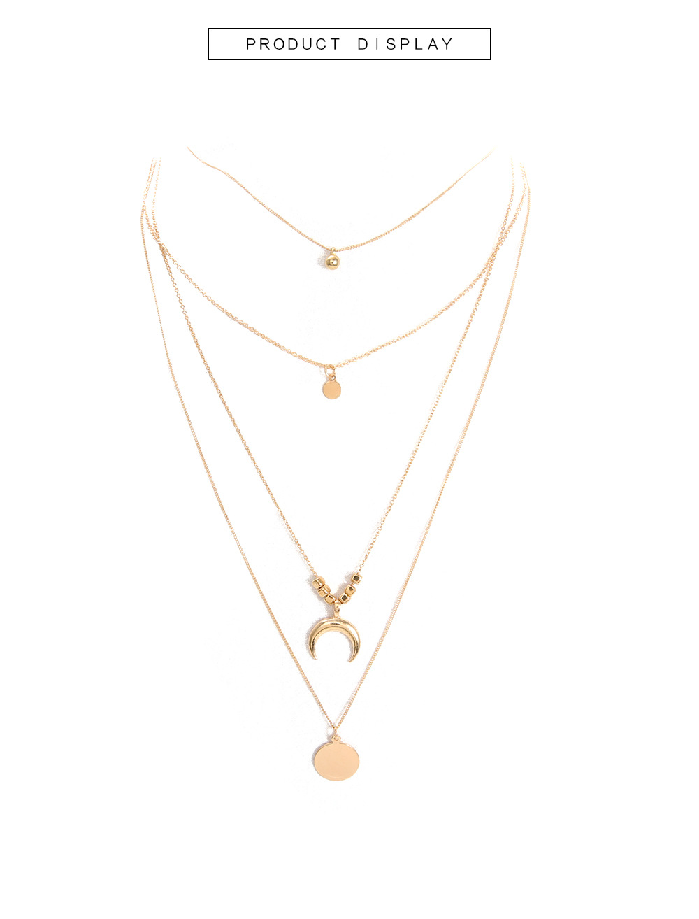 This year's popular niche design advanced sense of simple personality Fashionable multi-layer moon disc pendant women's necklace European and American accessories
