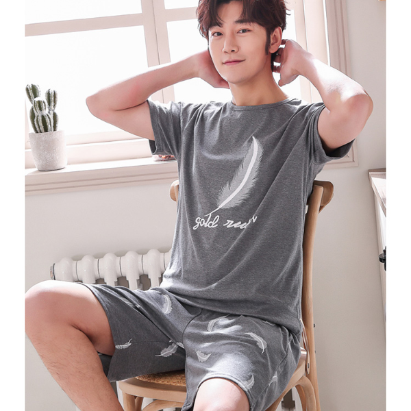 Big Size Pajamas Set for Men Summer Shorts Two Piece Sleepwear Shorts Sleeved Plus  Sleepwear