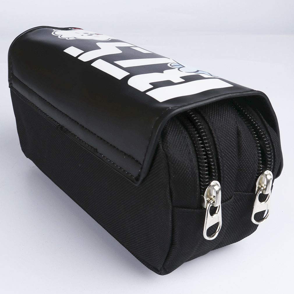BTS Pencil Case Large Capacity Cosmetic Bag PU-Leather Double Zippers Pen Bag Office Stationary Bag