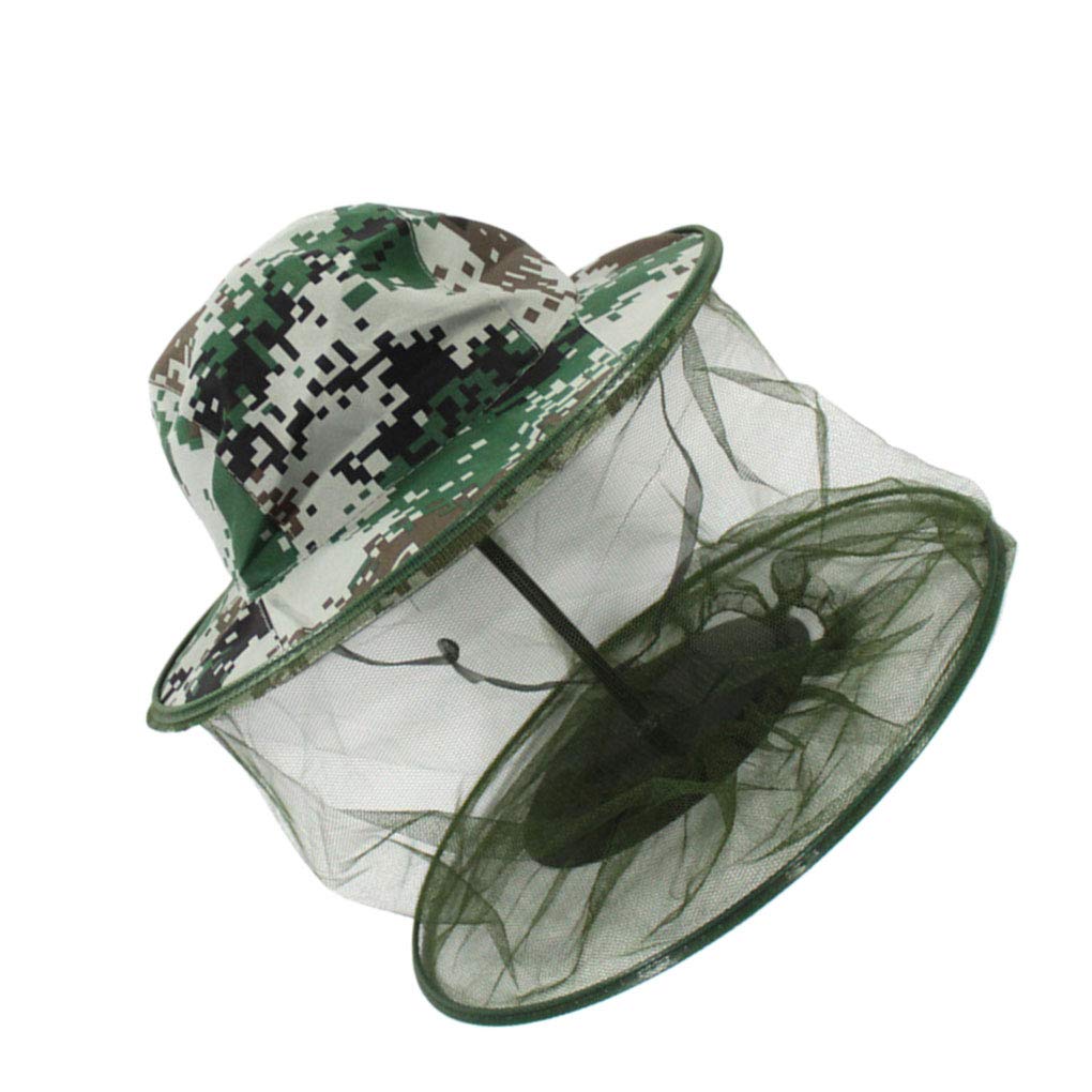 Mosquito Head Net,Camouflage Cap Mesh Hood Anti Mosquito Fly Bee Bug Insect Fishing Camping Hats