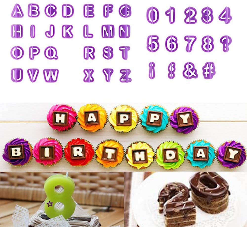 40pcs Alphabet Number Letter Fondant Cake Decorating Set Icing Cutter Mold Mould