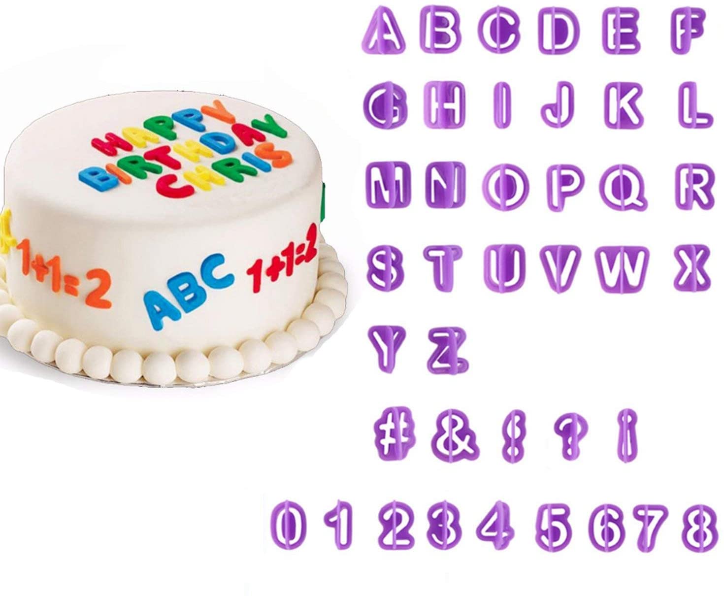 40pcs Alphabet Number Letter Fondant Cake Decorating Set Icing Cutter Mold Mould
