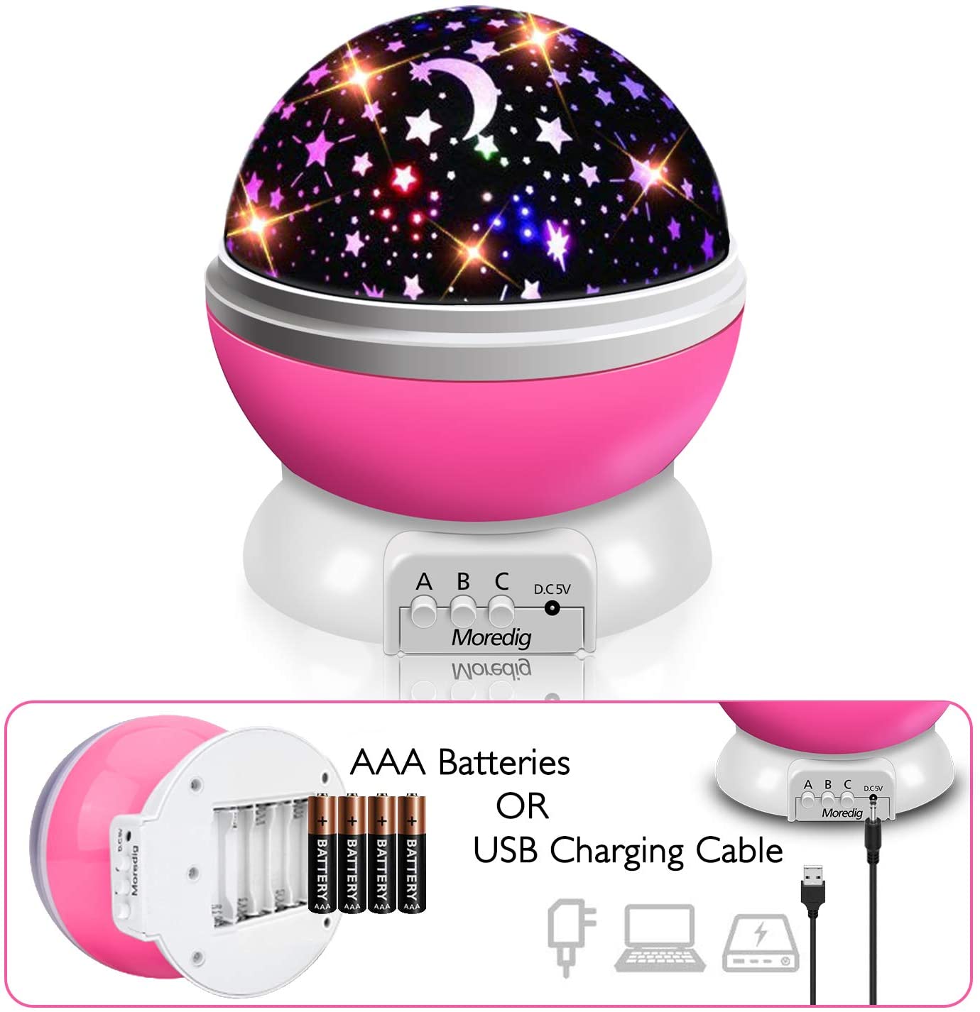1PCS Star Projector Night Light, Baby Night Light Rotation LED Night Light for Baby Nursery Bedroom