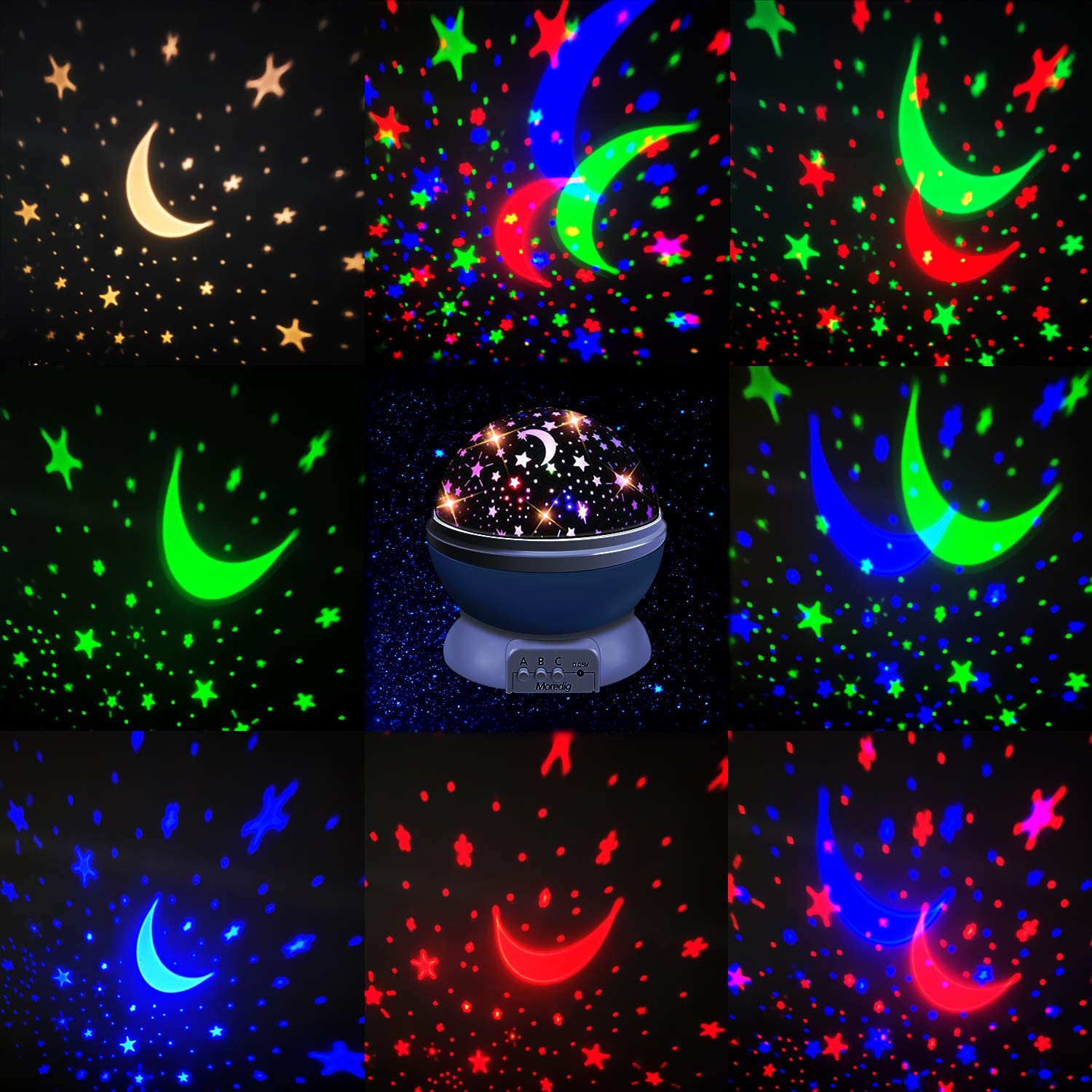 1PCS Star Projector Night Light, Baby Night Light Rotation LED Night Light for Baby Nursery Bedroom