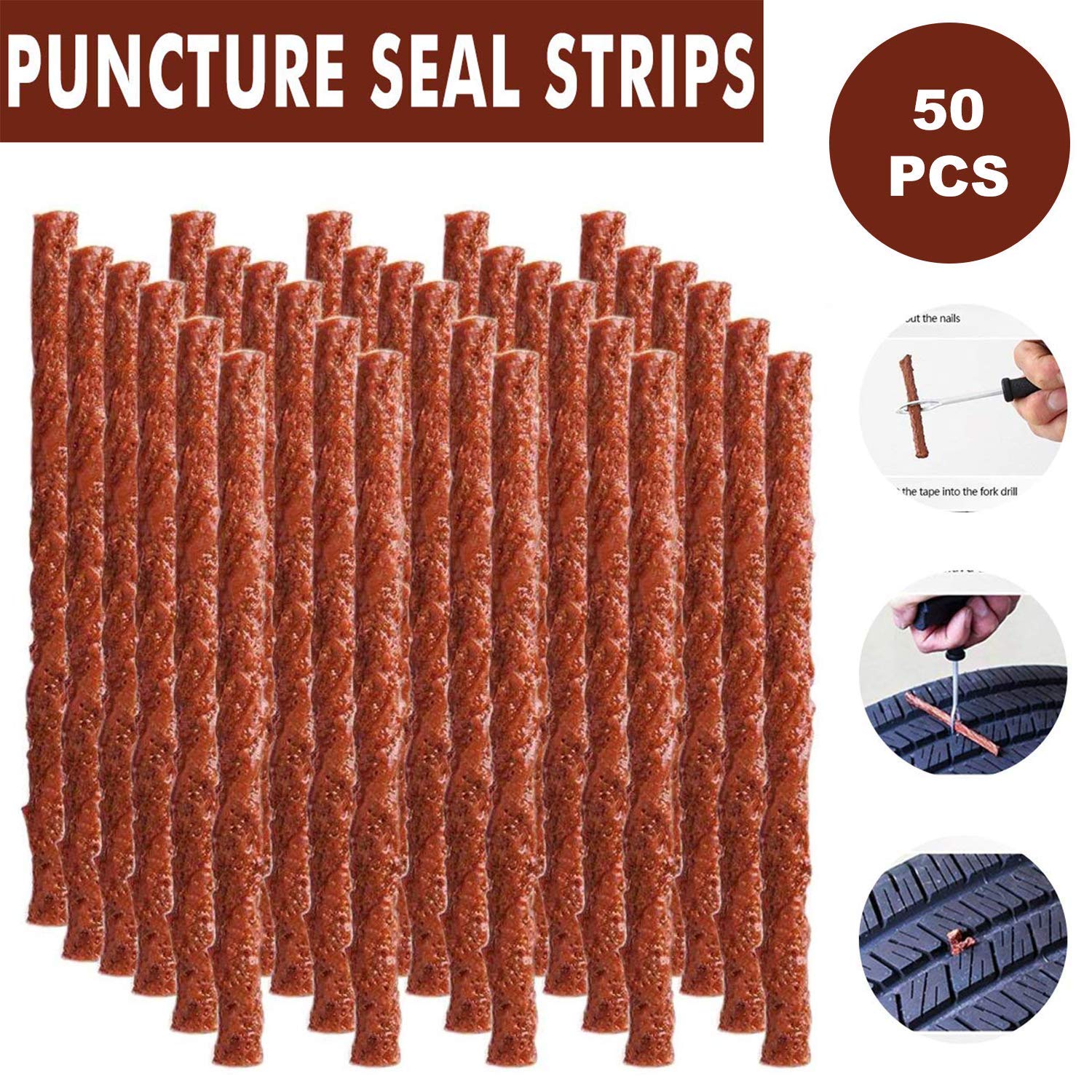 Tubeless Tire Tyre Puncture Repair Sealing Plug Stripes - 50 Pcs