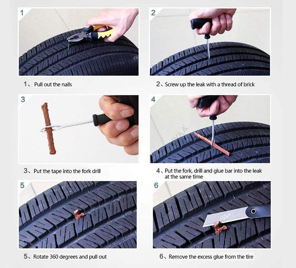 Tubeless Tire Tyre Puncture Repair Sealing Plug Stripes - 50 Pcs