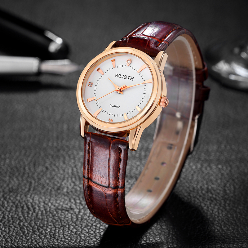 WLISTH Men  Women Lady Business Classic Simple Wrist watch Leather band Couple watch Waterproof