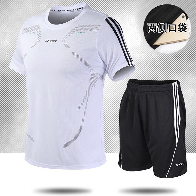 2-piece Men's short-sleeved suit men clothes men'sshort-sleeved T-shirt and shorts casual