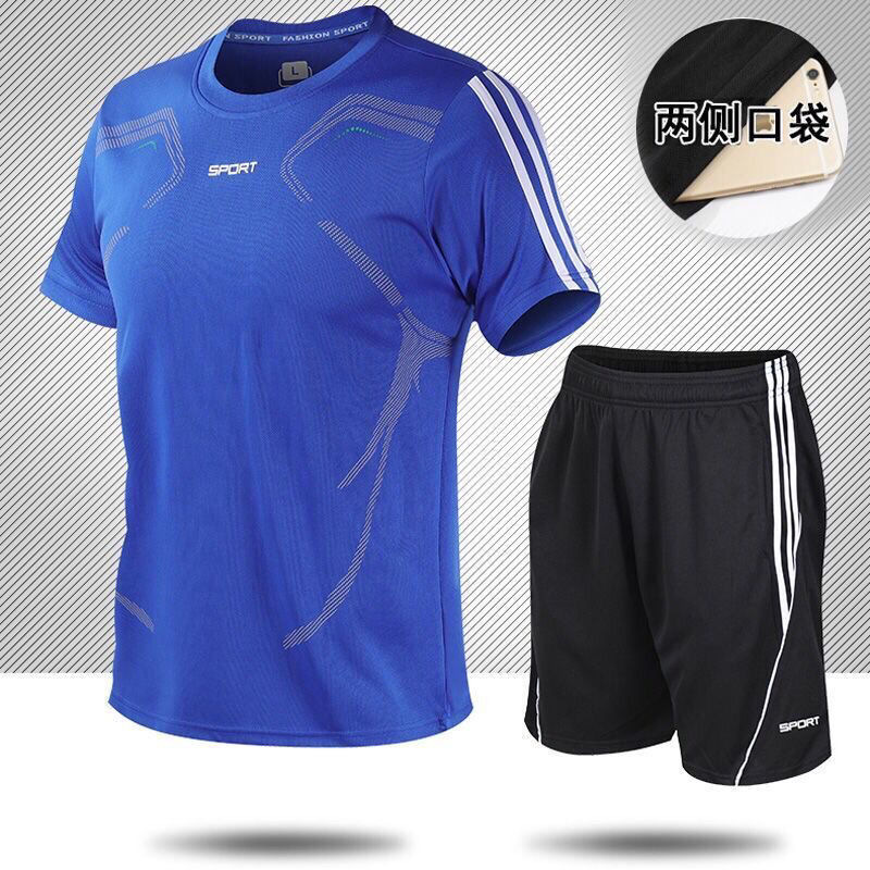 2-piece Men's short-sleeved suit men clothes men'sshort-sleeved T-shirt and shorts casual