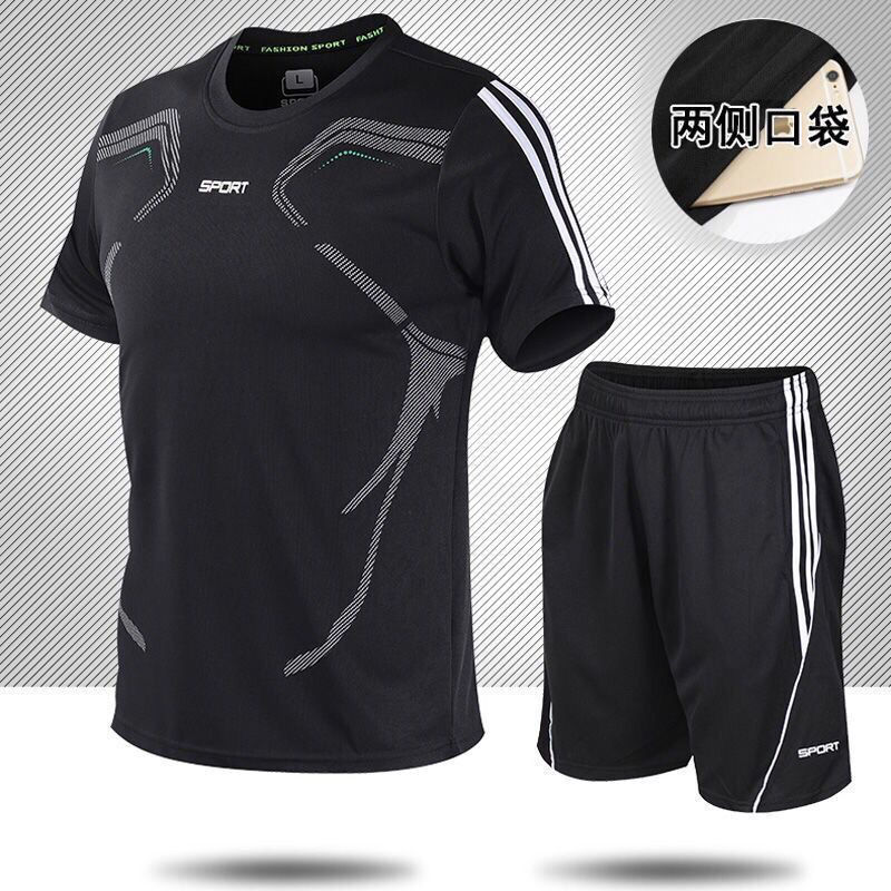 2-piece Men's short-sleeved suit men clothes men'sshort-sleeved T-shirt and shorts casual