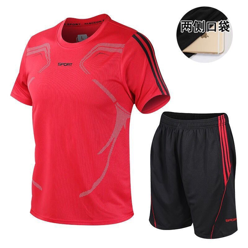 2-piece Men's short-sleeved suit men clothes men'sshort-sleeved T-shirt and shorts casual