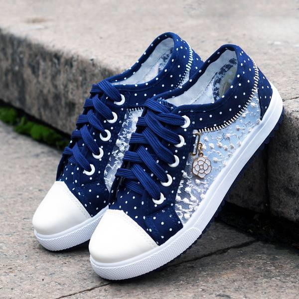 Summer women's hollow denim mesh shoes flat casual shoes