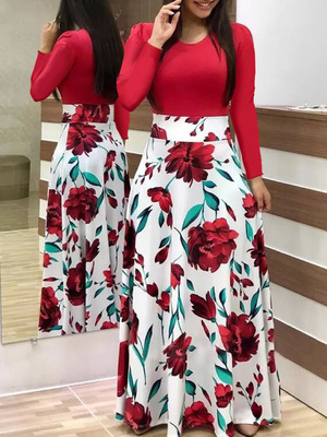 Summer new style women's short-sleeved long skirt dress