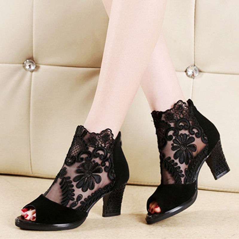 Ladies temperament stiletto shoes new fish mouth breathable boots