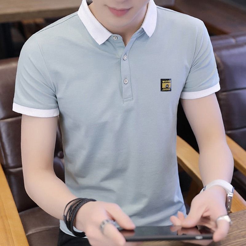 Summer men's short-sleeved t-shirt lapel slim-fit led POLO