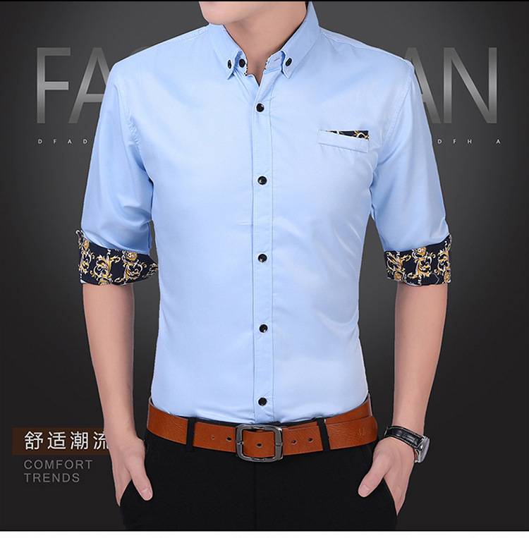 Men Daily Leisure and Slim Men's Shirts Youth Fashion Long Sleeve Shirts