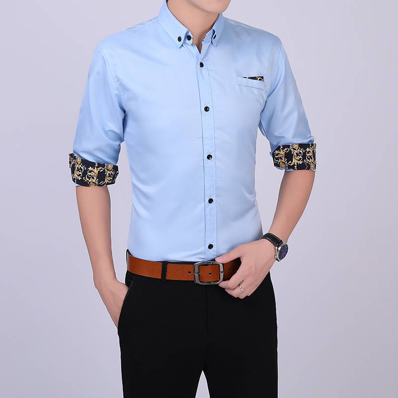 Men Daily Leisure and Slim Men's Shirts Youth Fashion Long Sleeve Shirts