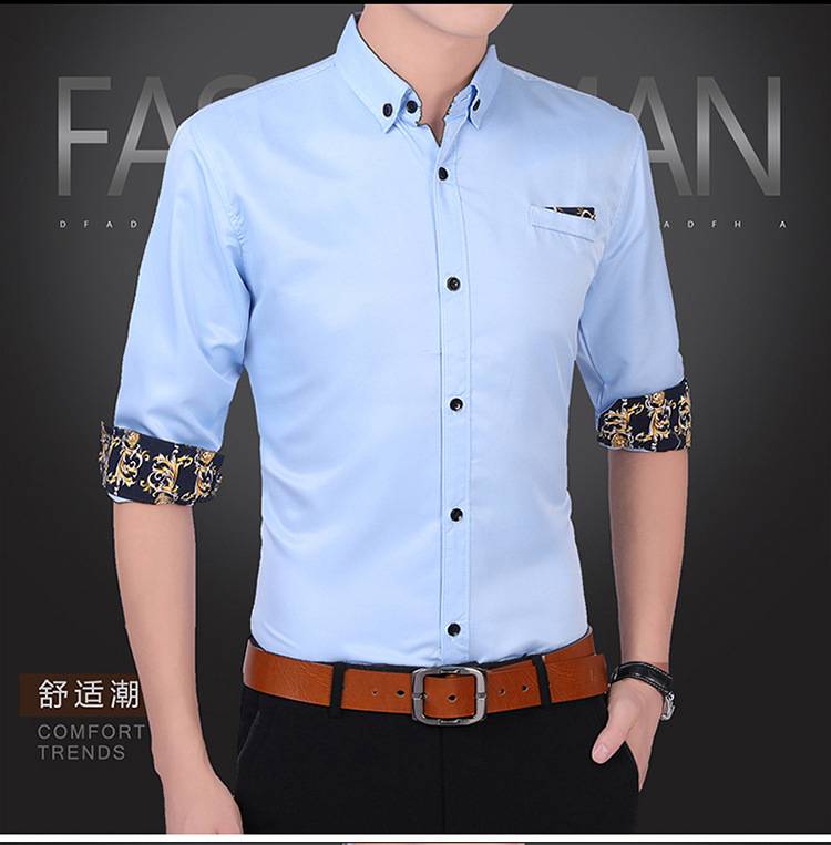 Men Daily Leisure and Slim Men's Shirts Youth Fashion Long Sleeve Shirts