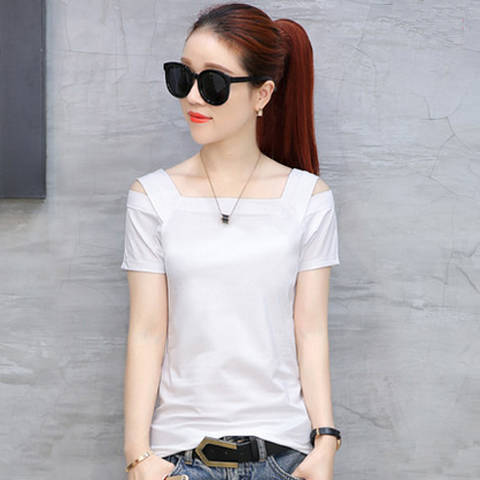 Summer women's short-sleeved t-shirt with a thin collar and thin top t-shirt