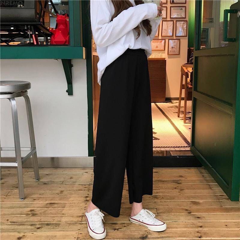 Spring and summer cropped trousers for female students loose and breathable sports wide-leg pants