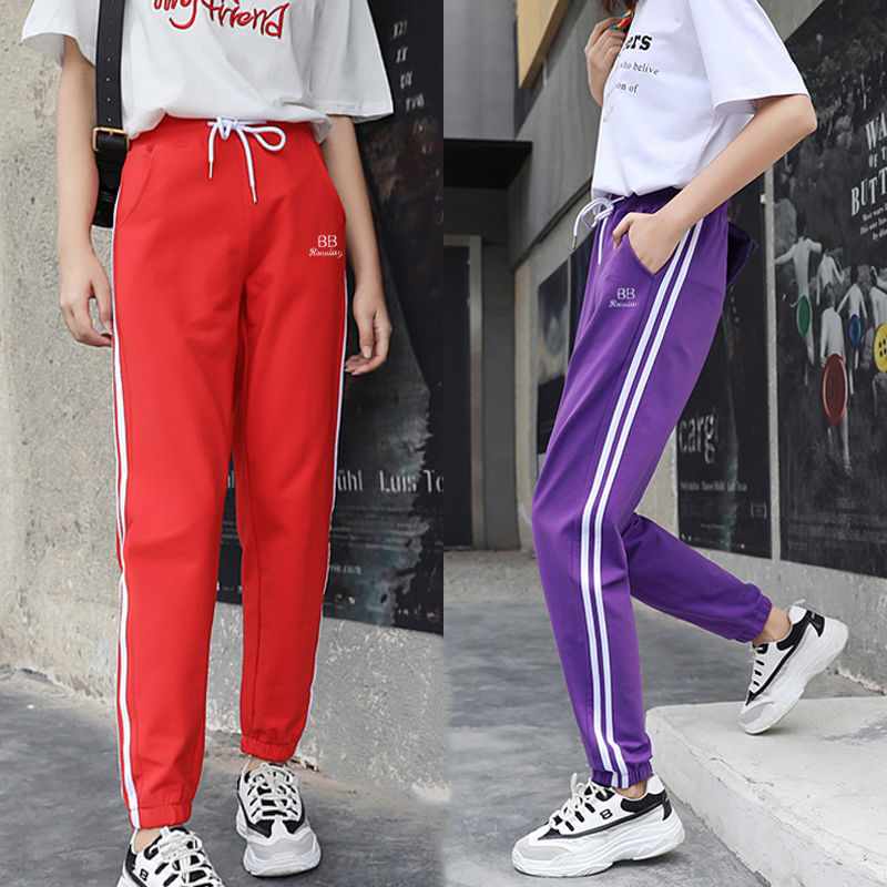 Summer new style ice silk cotton sweatpants student loose all-match casual nine-point harem pants