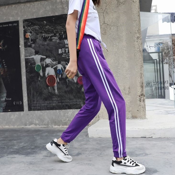 Summer new style ice silk cotton sweatpants student loose all-match casual nine-point harem pants