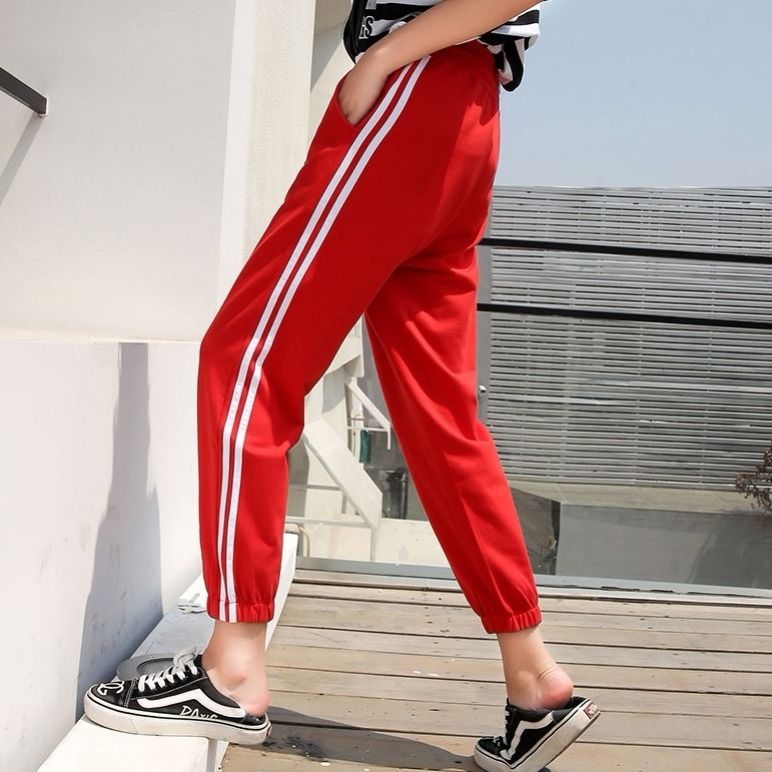 Summer new style ice silk cotton sweatpants student loose all-match casual nine-point harem pants