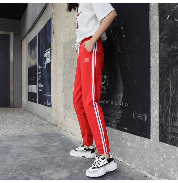 Summer new style ice silk cotton sweatpants student loose all-match casual nine-point harem pants