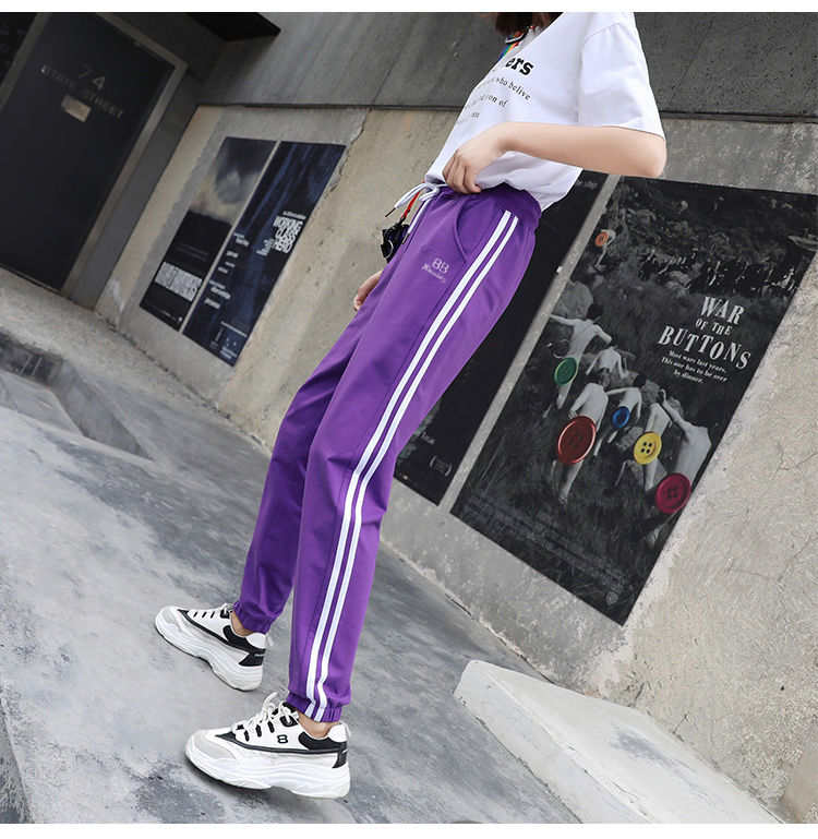 Summer new style ice silk cotton sweatpants student loose all-match casual nine-point harem pants