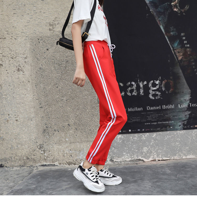 Summer new style ice silk cotton sweatpants student loose all-match casual nine-point harem pants
