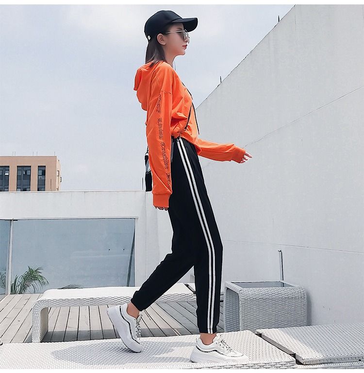 Summer new style ice silk cotton sweatpants student loose all-match casual nine-point harem pants