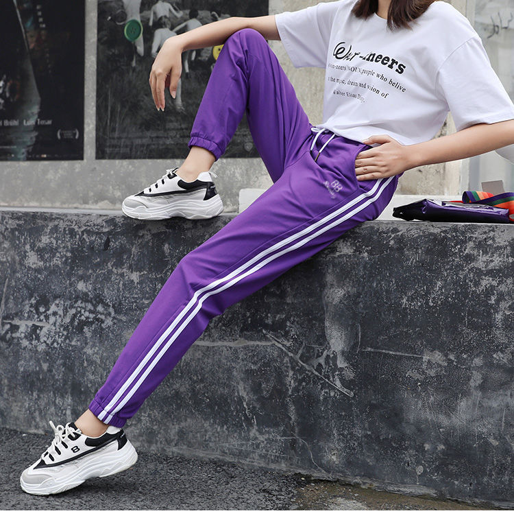 Summer new style ice silk cotton sweatpants student loose all-match casual nine-point harem pants