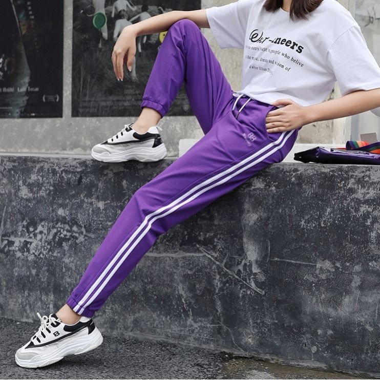 Summer new style ice silk cotton sweatpants student loose all-match casual nine-point harem pants